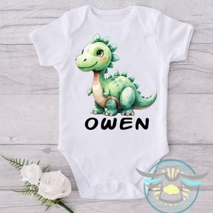 Personalized Dinosaur Baby Onesie® Cute Dinosaur Baby Outfit, Dino Lover, Dinosaur Themed Baby Clothes, Custom Baby Onesie® Baby Shower Gift