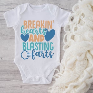 Break Hearts And Blasting Farts Baby Onesie® Funny, Heart Breaker, Baby Shower, Gift Idea, Baby Boy Onesie® Cute Baby Clothes, Bodysuits