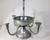 Mid Century Modern Vintage Aluminum Candle Holder, Vintage Metal Candelabra, Large Revolving Candelabra,Large Centerpiece, 50s Decor, 0259JW
