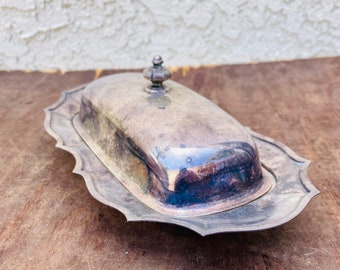 Vintage Silver Plated Butter Dish with Lid: Sony Prop House Find
