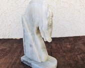 Vintage Onyx Horse Head Stone Bookend, Single Marble Book End, Heavy Bookend Marble Door Stopper Horse Doorstop, Office Decor 1950s, #CE0590