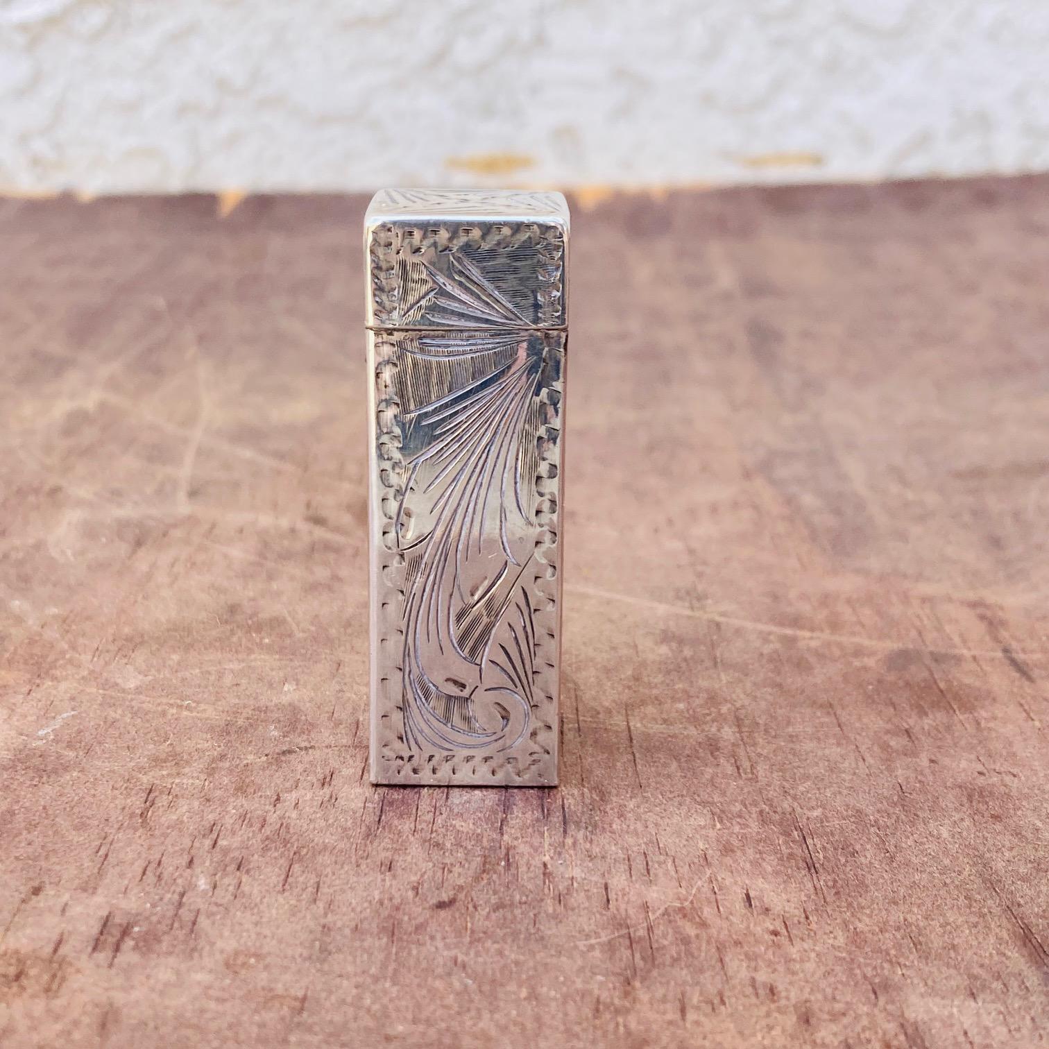 ヴィンテージ 800 シルバー リップスティックホルダー：花柄、ブルー