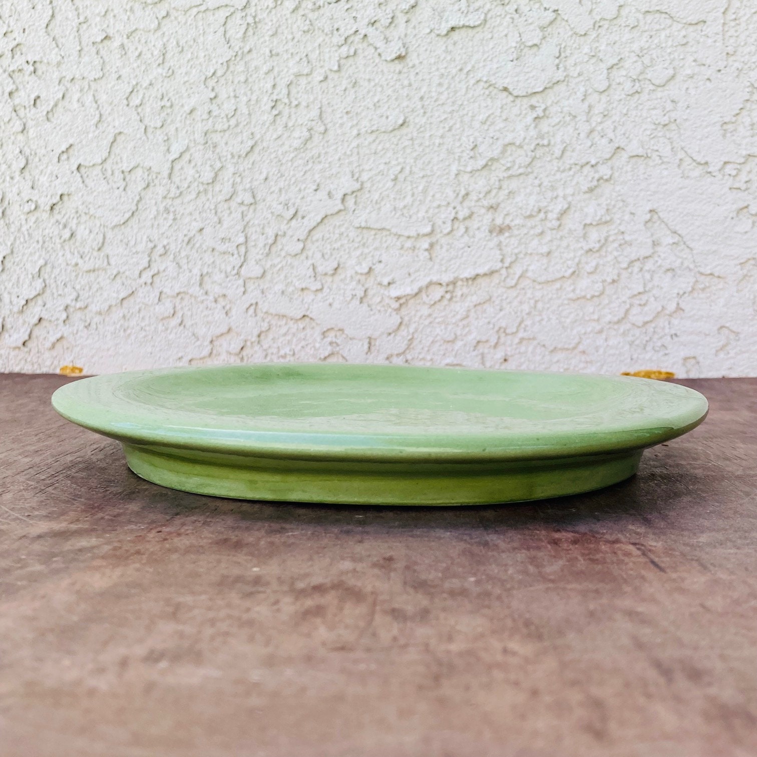 Set of 4 Pale Green Ceramic Salad Plates 1980s Vintage Glazed Etsy
