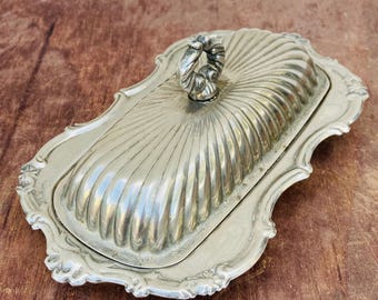 Vintage Ornate Silver Plate Butter Dish with Lid - Retro Kitchen Decor