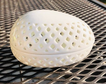 Porcelain Egg Shaped Trinket Box, Egg Candy Dish &quot;Freddi Made in China&quot;, Vintage White Jar with lid, Jewelry Box,  Home Decor, #CE0127