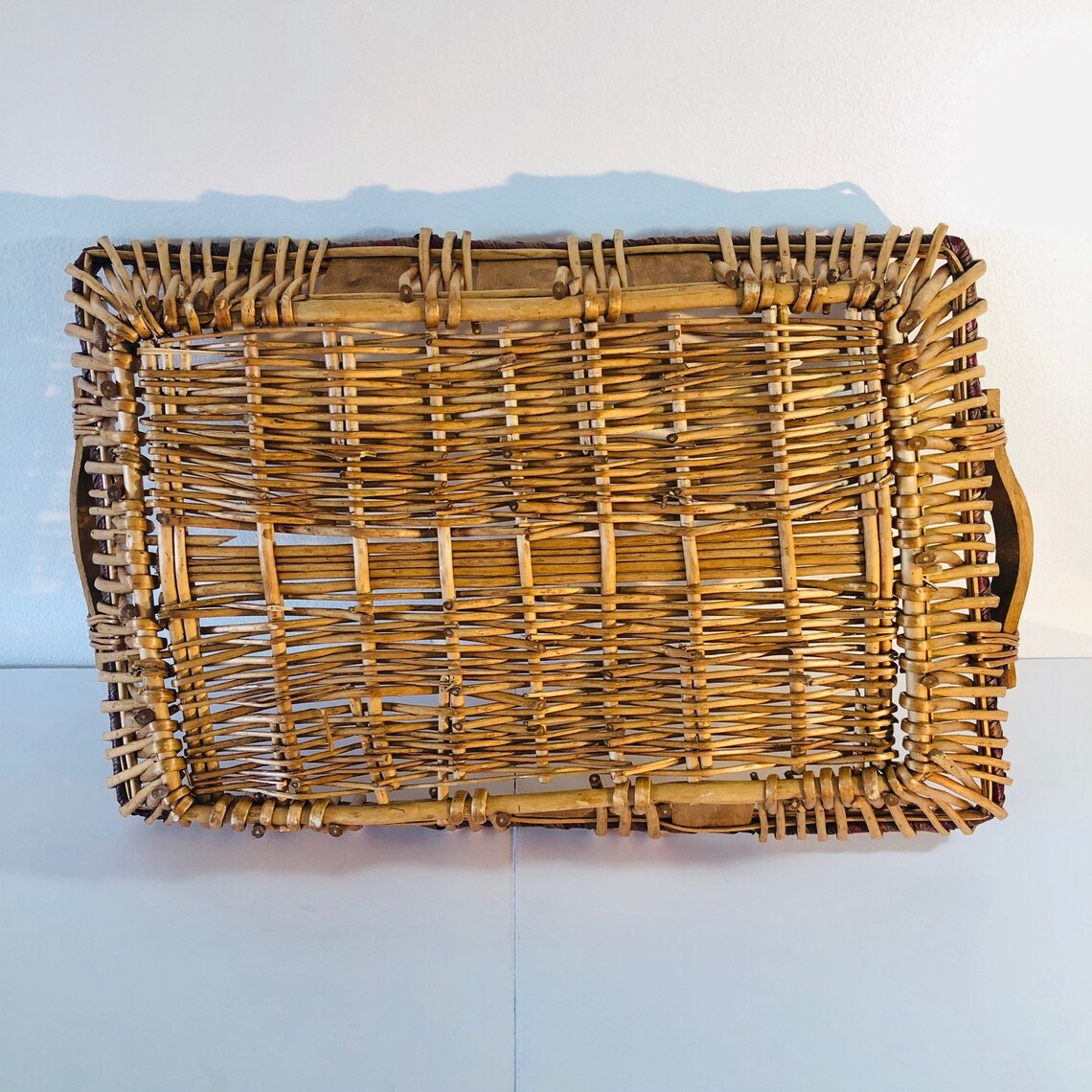 Long Woven Basket Tray Large Rectangle Wicker Tray Large Etsy