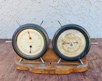 Thermomètre mural en laiton - Aspect authentique