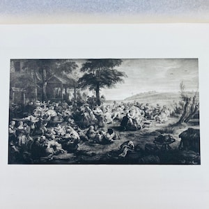 Original Antique Etching "The Fair" Rare Vintage Print 10 x 6 1/2, People Celebrating Congregating, Mid 1800s Gallery Wall Decor, #CE0821
