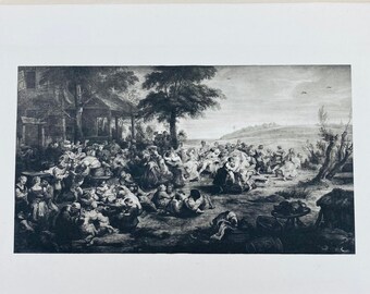 Antieke ets: "The Fair" galerijmuurkunst halverwege de 19e eeuw