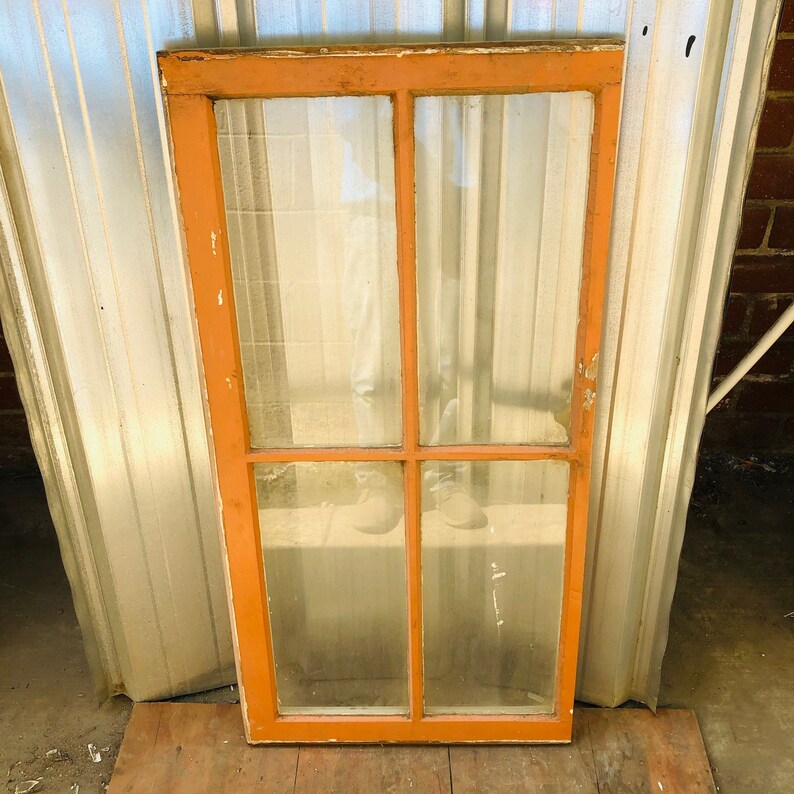 Antique Wood Window Frame With Glass 4 Pane Architectural Etsy