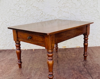 Antique Miniature Apprentice Table with Draw, 1880s Doll Kitchen Dining Table, Handcrafted Mahogany Display Collectors Piece, #EW0042a