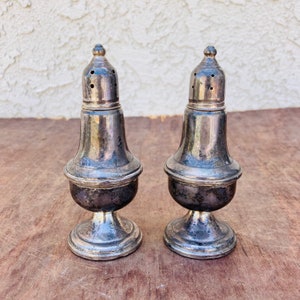 Pair of Vintage Empire Sterling Silver Salt and Pepper Shakers, 2 Salt Pepper Cellars, Retro Table Decor, House Warming Gift, CE1029