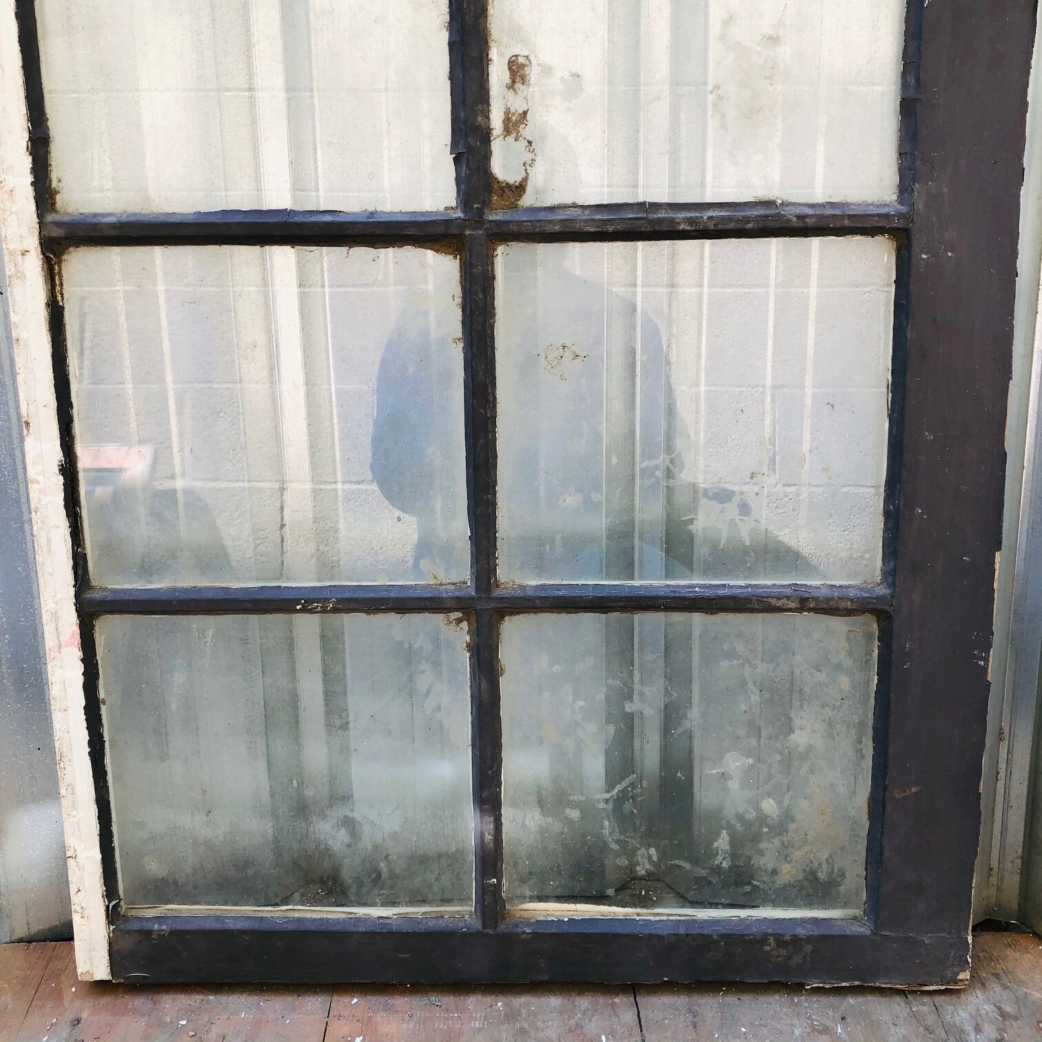 Vintage Wood Window Frame With Glass 6 Pane Architectural Etsy