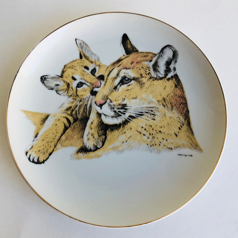 3 Collector Plates Tiger Lion Leopard Cubs Born Free Enesco Etsy