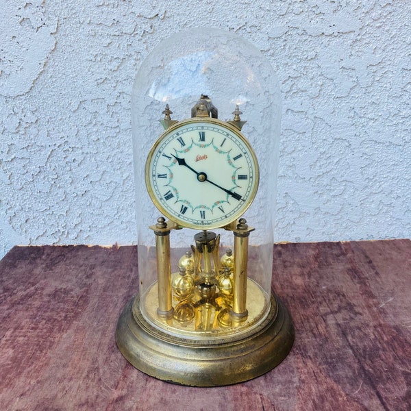 Vintage Schatz Glass Dome Clock with Key, German Mantel Clock Made In Germany, 1960s Vintage Clock, Untested / Clock Not Working, #CE0717