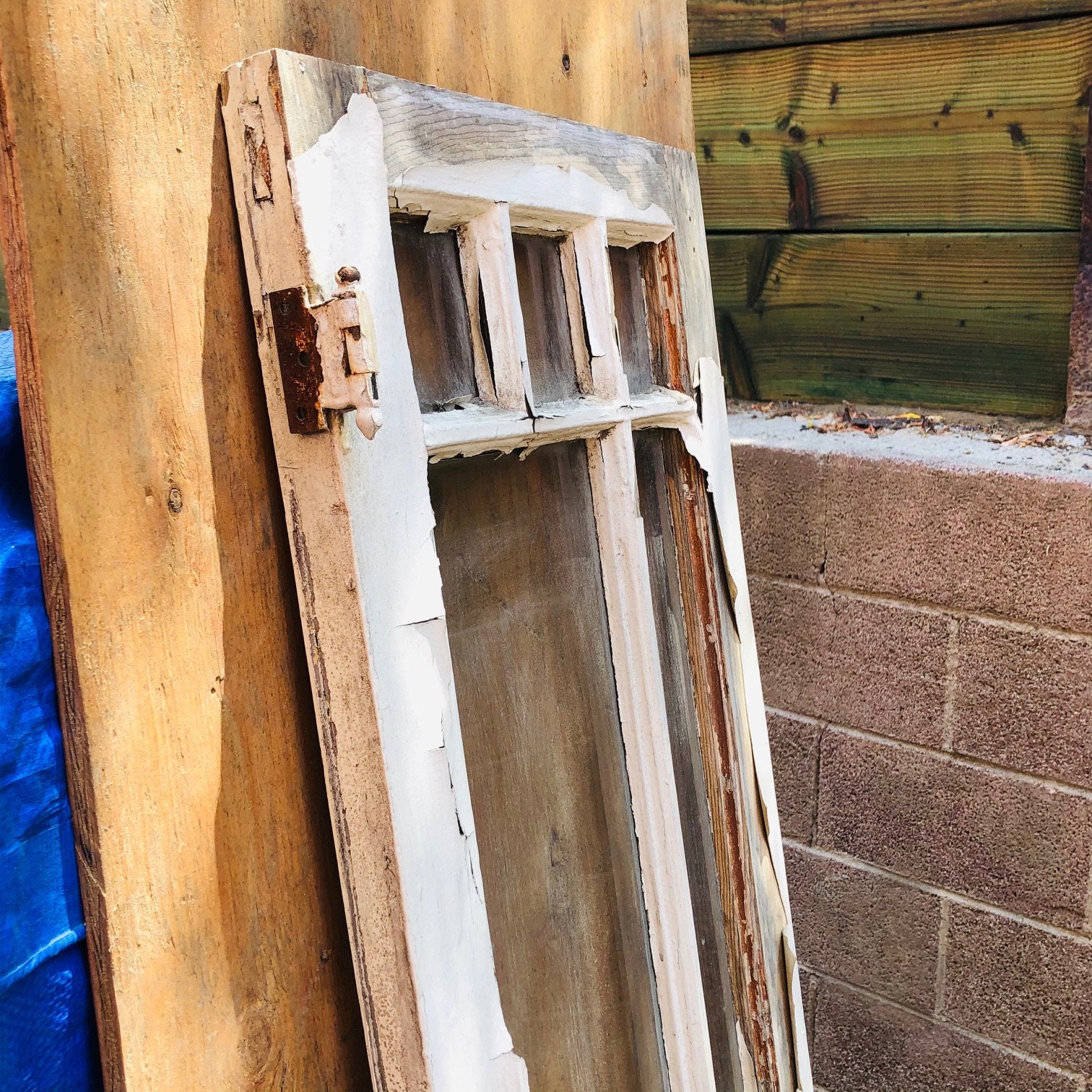 Antique Wood Door Frame With Glass Architectural Salvage 71x15 Etsy