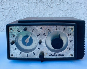1950s Vintage Silvertone Alarm Clock Radio Model 3007 Sears Tube Radio Ebony Color Retro Mancave Decor Radio Powers Up As Is CE0786