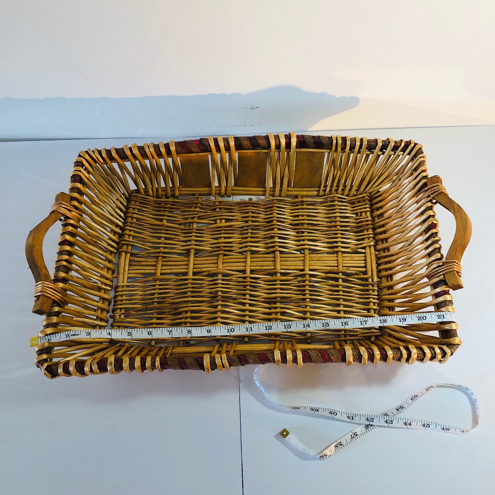 Long Woven Basket Tray Large Rectangle Wicker Tray Large Etsy