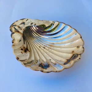 Vintage Shell Clam Dish Serving Tray International Silver Plate Made in USA, 1960s Footlighters Retro Kitchen Gift Desk Storage, #CE0798