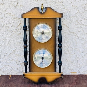 Vintage Weather Station, Temperature Humidity Barometer Weather Instrument, Made in Japan, Retro Shelf Mancave Decor Gift For Him, #CE0953