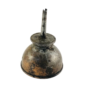 Vintage 1930s 4&quot; Copper Thumb Oil Can, As Is Lubricating Patina, Steampunk Industrial Ring Holder, 4 inch height, Man Cave Den Gift #0322JW