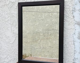 Vintage Faux Wood Framed Hanging Wall Mirror; 30 x 22 inch Rectangle #CE01261