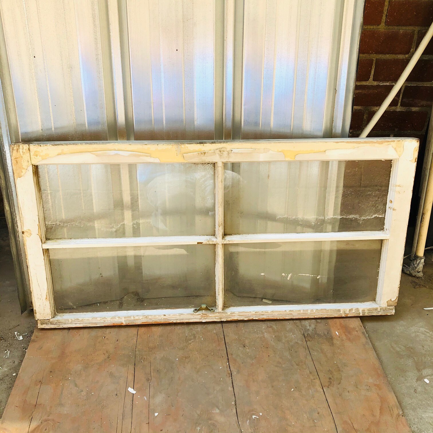 Antique Wood Window Frame With Glass 4 Pane Architectural Etsy