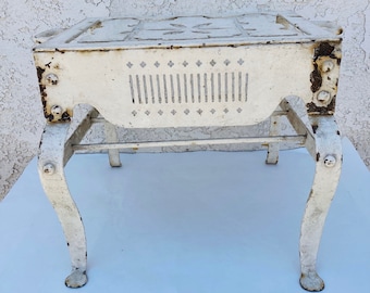 Antique Wrought Iron Footman Stool: Victorian Fireplace Trivet, Hearth Decor, JW0471