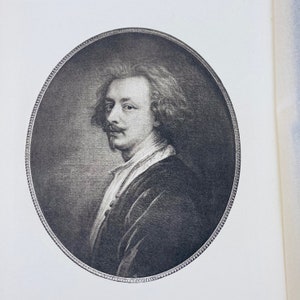 Original Van Dyck Self Portrait Antique Etching, Vintage Hand Printed Artwork 10x6 1/2, Mid 1800s Print Gallery Wall Decor, Belgium, #CE0820