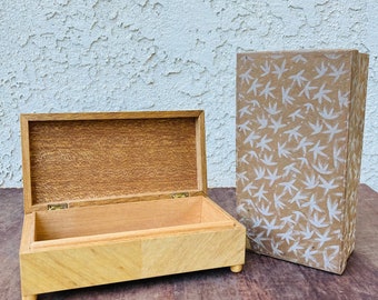 vintage 1930s Japanese Wooden Trinket Box, Rangement de bureau vintage, Condiments Petite boîte à bijoux, Cadeau rétro pour lui Elle, Décoration de bureau, #0459JW