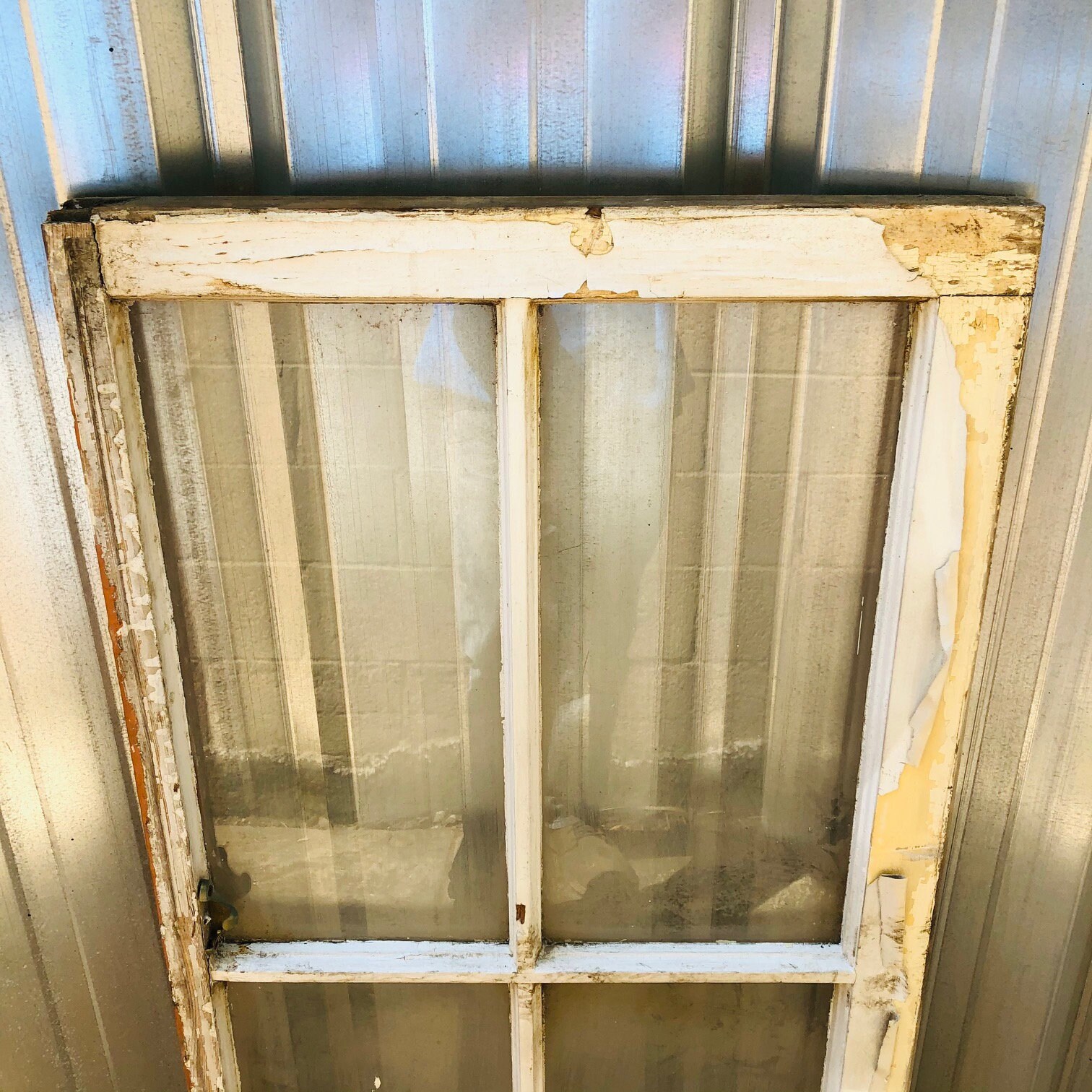 Antique Wood Window Frame With Glass 4 Pane Architectural Etsy