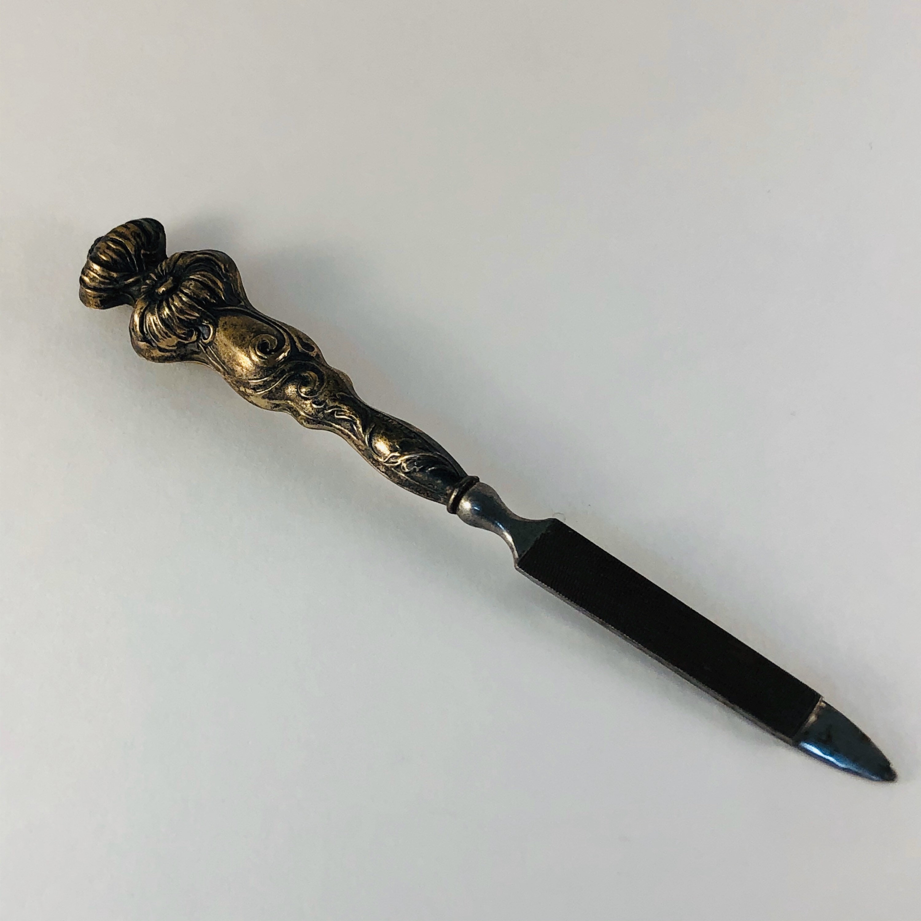Antique Ornate Sterling Silver Nail File, Vintage 925