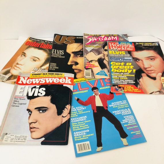 Vintage Elvis Presley Memorabilia Lot: Magazines, Plate, Wrapping