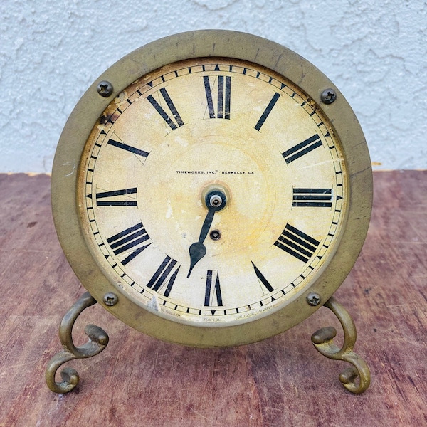 Vintage Timeworks Mantel Desk Clock, Retro Shelf Decor, Made In California, As Is Not Working, For Grandpa Dad, Studio TV Film Prop, #CE0937