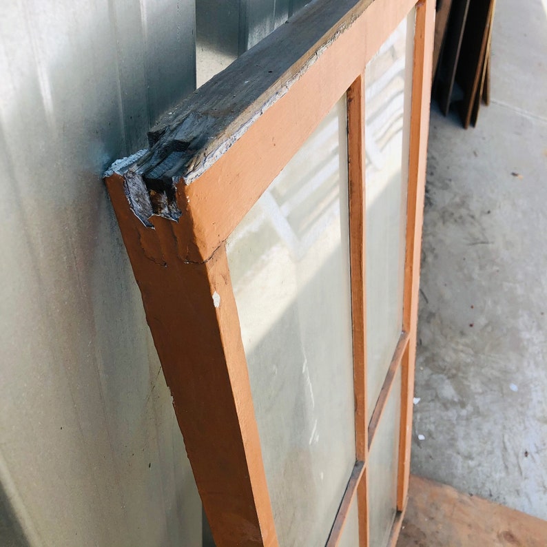 Antique Wood Window Frame With Glass 4 Pane Architectural Etsy