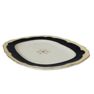 Late 1800s English Old Granite China Platter, Large Antique Semi Porcelain Oval Ceramic Meat Platter, Vintage Serving Tableware  #0013EW