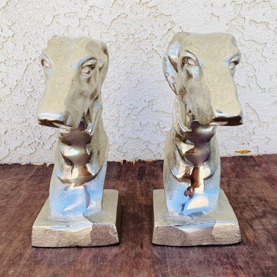 Support Livre Décoratif En Forme De Lévrier (Whippet) - Style Art Déco - Résine Peinte à La Main - 23x10x23 Cm