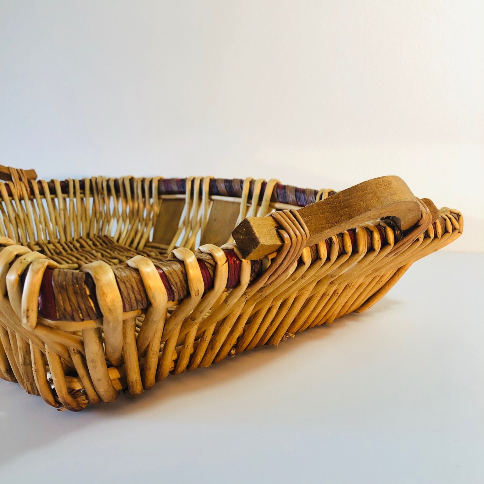 Long Woven Basket Tray Large Rectangle Wicker Tray Large Etsy