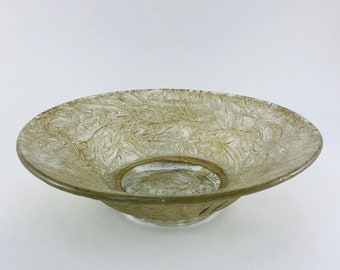 1920s Glass Etched Gilded Ornamental Glass Bowl, Vintage Glass Bowl, Fruit Bowl, Tableware, Gift For Her, Kitchen Decor, 1920s Bowl, #0241JW