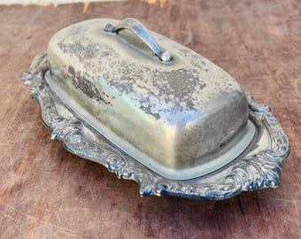 Vintage Silver Plated Butter Dish with Lid: Retro Kitchen Decor