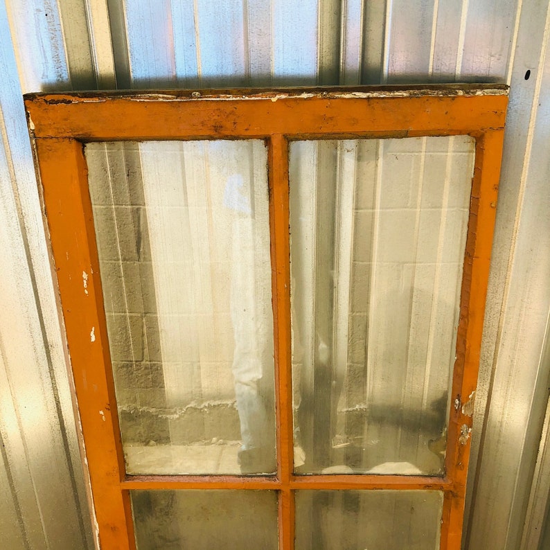 Antique Wood Window Frame With Glass 4 Pane Architectural Etsy