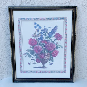 Vintage Dutch Print of Flowers &quot;Chez Lean Covens Corneille & Mortier&quot;, Flowers In Vase Print Holland, #CE0341