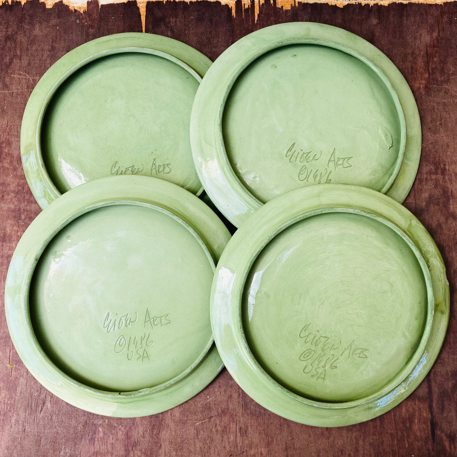 Set of 4 Pale Green Ceramic Salad Plates 1980s Vintage Glazed Etsy