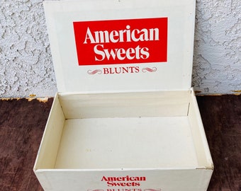 Vintage American Sweet Blunts Cigar Box, Empty Craft Box, Storage Box, Wooden Box, &quot;50 Cigars&quot; Made In USA, Man Cave Gift For Him Den,CE0701