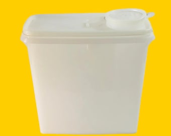 Recipiente Tupperware Vintage Branco com Tampa Flip Top - Armazenamento de Cozinha Retro