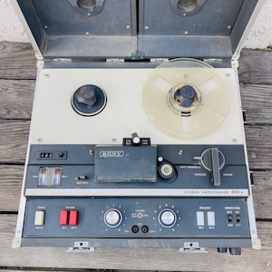 Vintage Sony Tapecorder TC-500A Reel-To-Reel-Rekorder mit Koffer und Lautsprechern und Bedienungsanleitung, Sammleraufnahmegerät, CE1081
