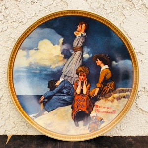 Norman Rockwell Limited Edition Plate &quot;Waiting On The Shore&quot;  from Rockwell&#39;s &quot;Rediscovered Women Collection&quot; Original Box and COA, #CE0406