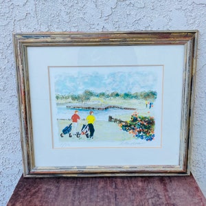 Urbain Huchet Signed Lithograph Golf &quot;The 18th Approach&quot;, French Impressionist Art, Golf Lover Gift For Him, Office Mancave Decor, #CE0747