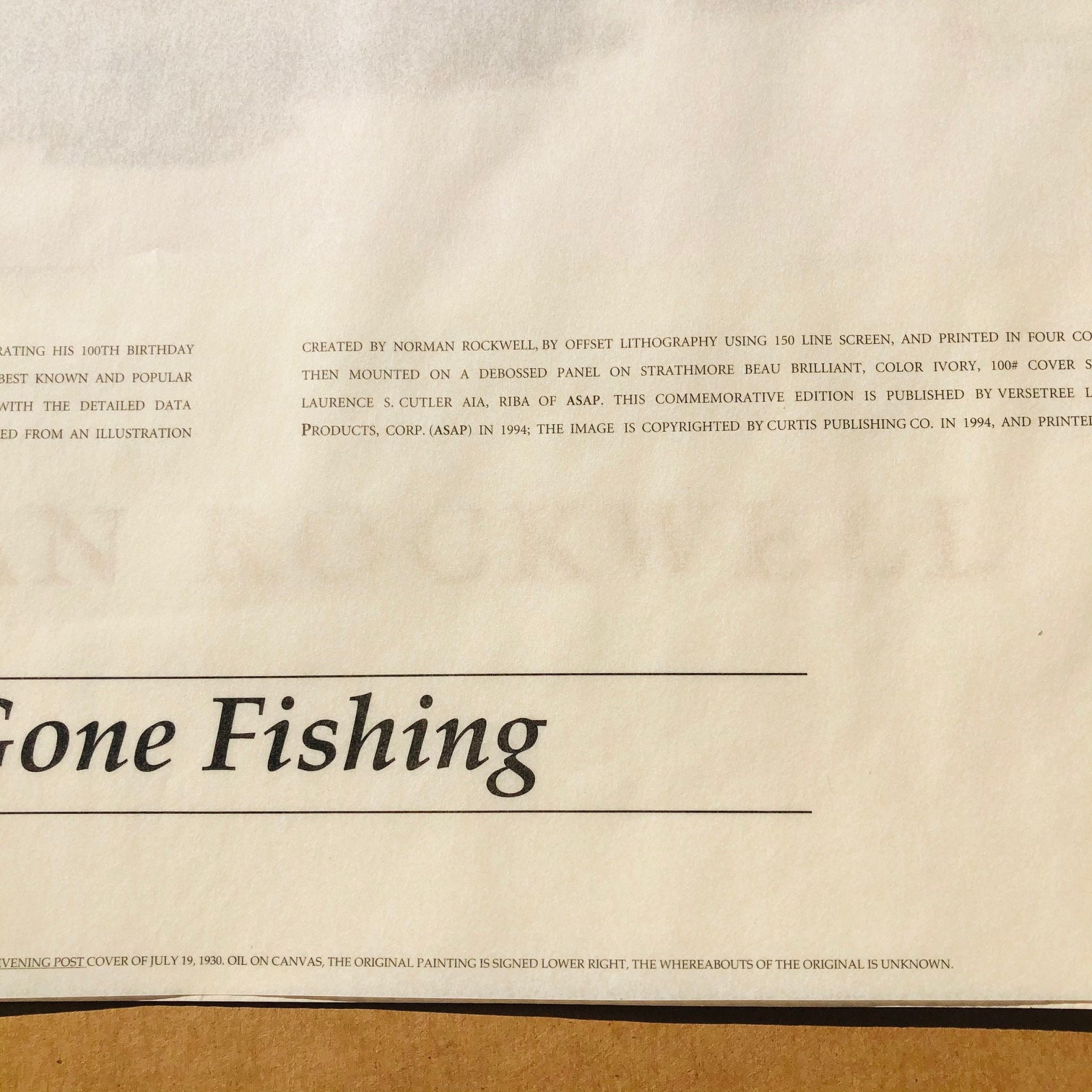 Norman Rockwell Limited Edition Print Lithograph gone Fishing 335