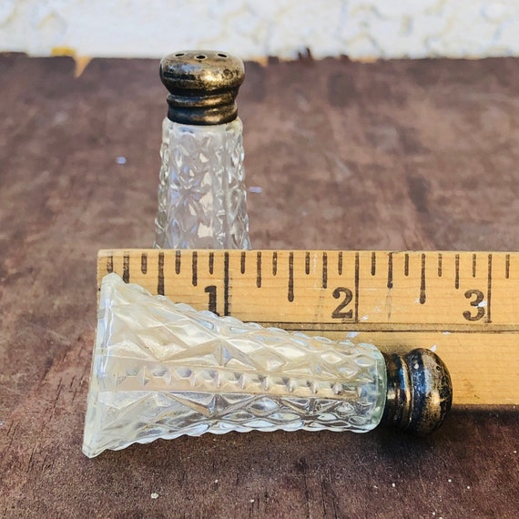 Vintage Sterling Silver Salt and Pepper Shakers: 1920s Crystal